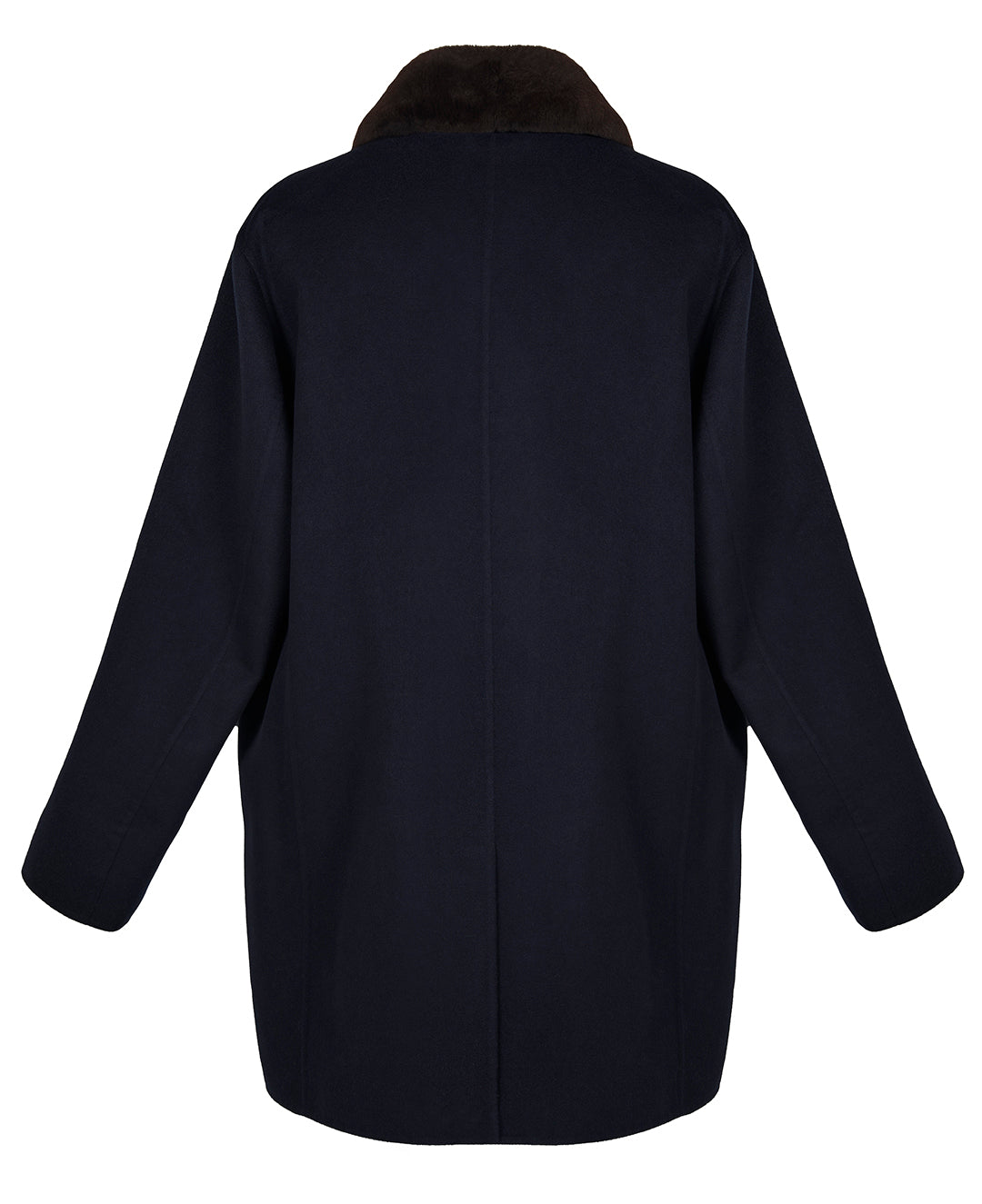 Abrigo de cashmere con cuello de nutria desmontable.