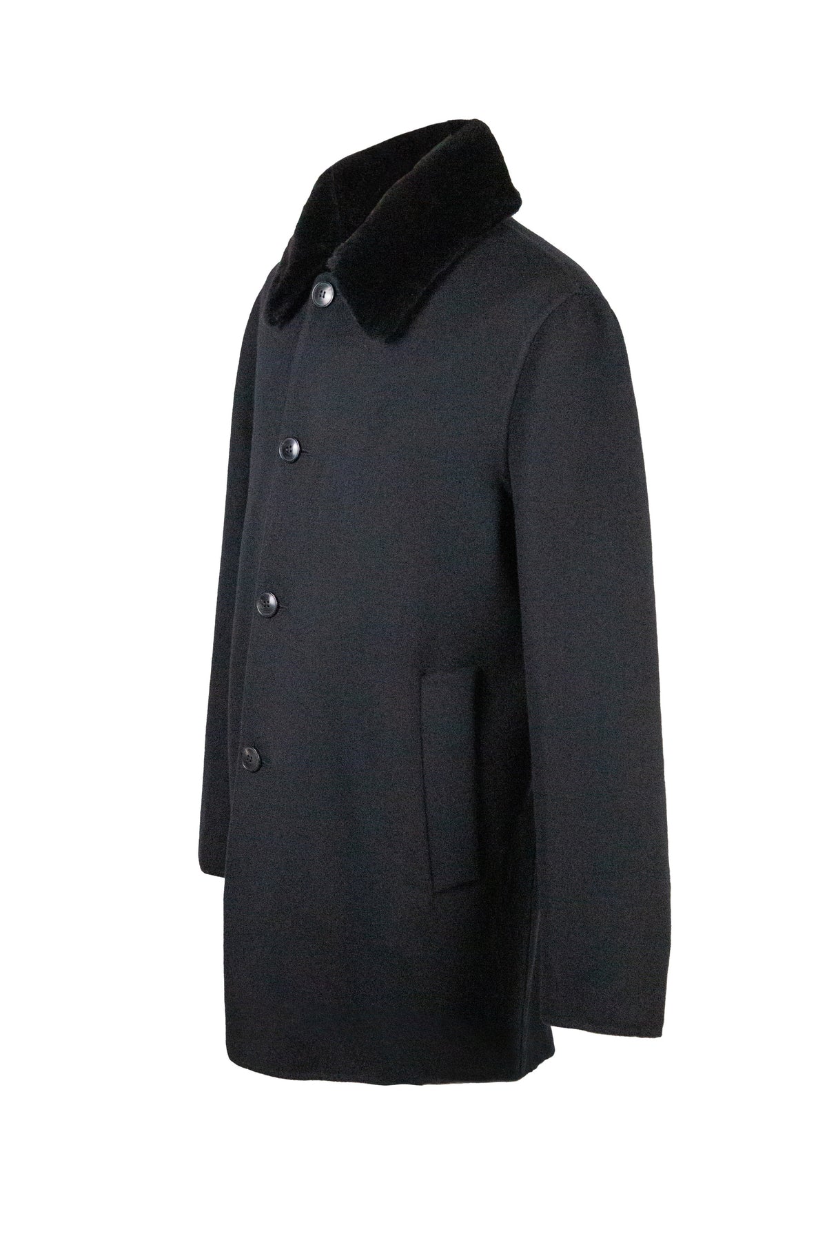 Abrigo trench de cashmere con cuello desmontable de nutria