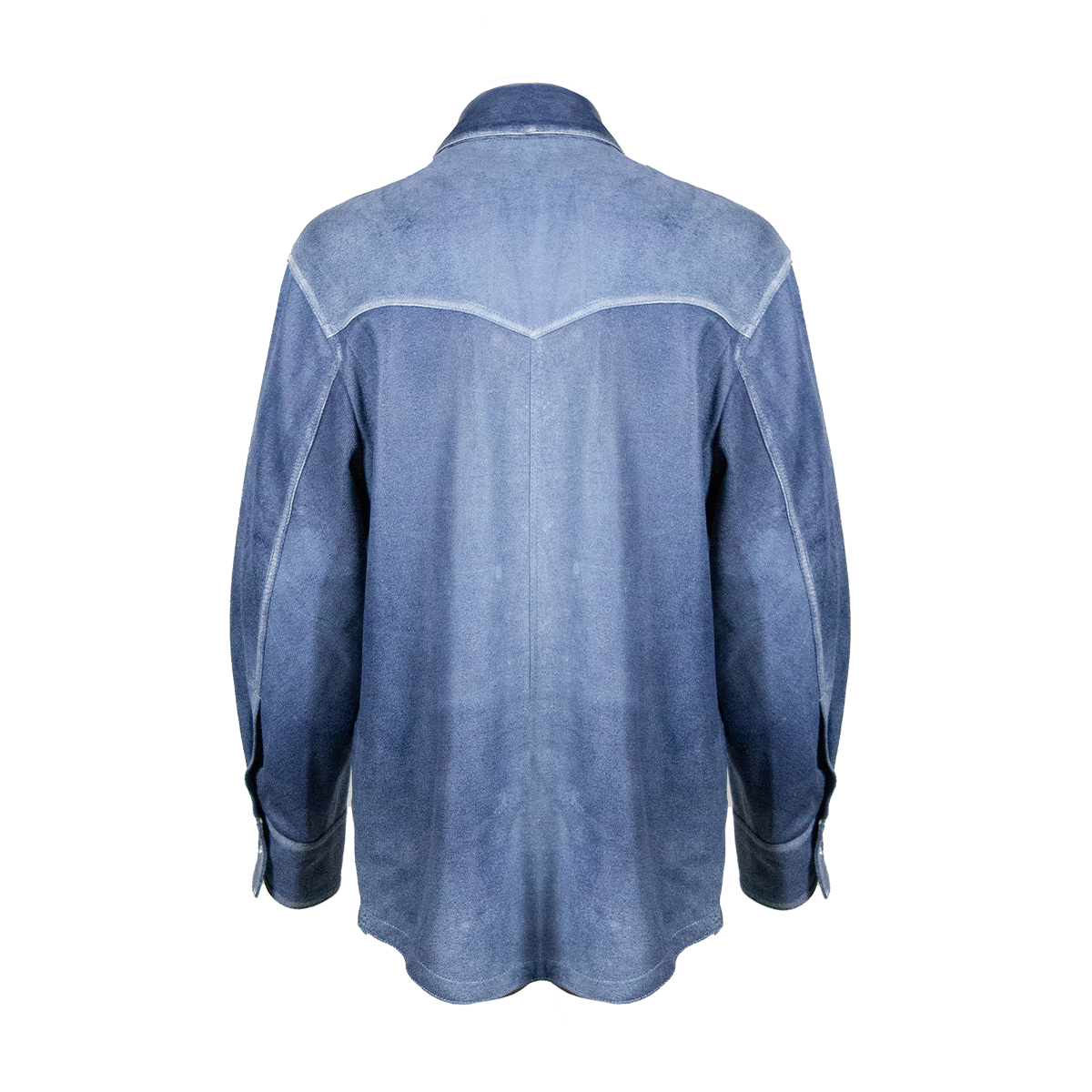 Sobrecamisa de piel de ovino con estampado de jeans
