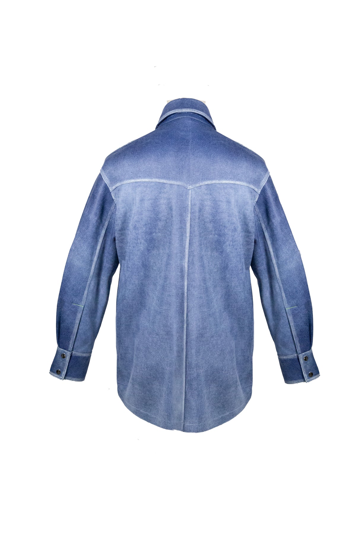 Sobrecamisa de piel de ovino con estampado de jeans