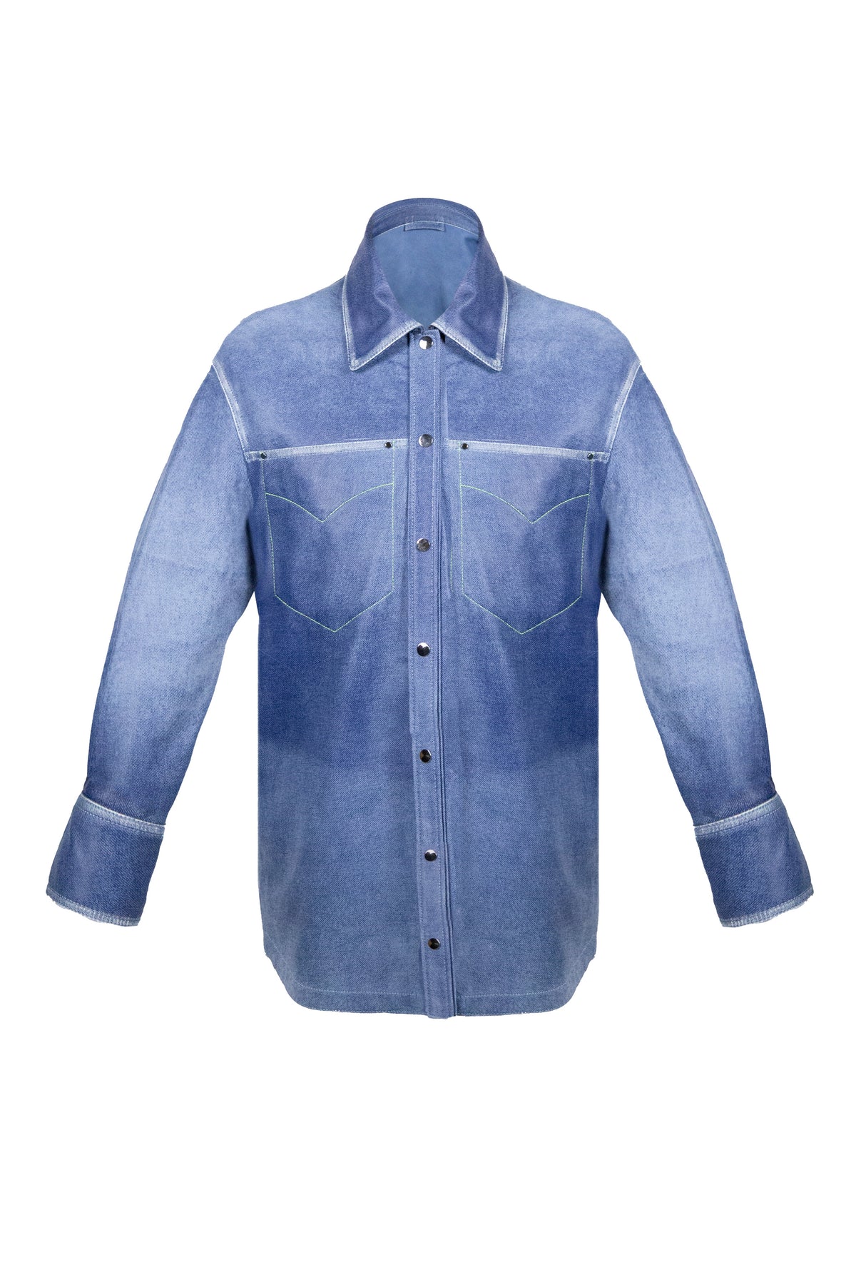 Sobrecamisa de piel de ovino con estampado de jeans