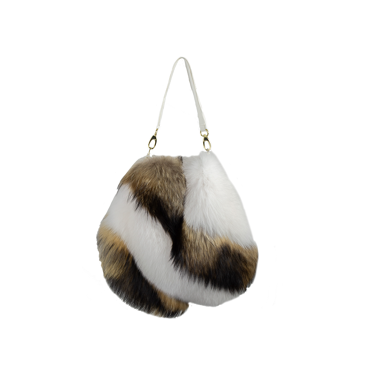 Bolso De Piel De Zorro Y Piel De Racoon Con Cuero.