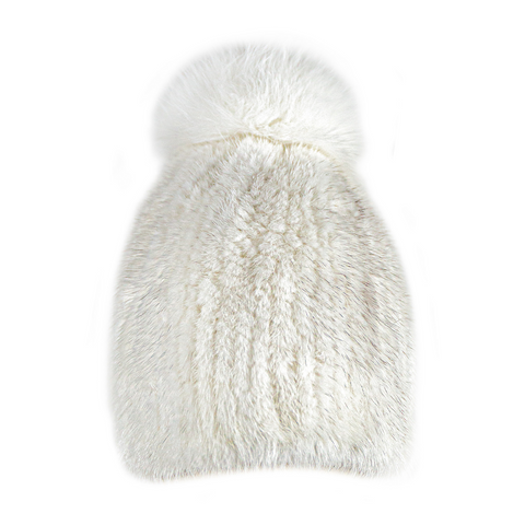 Gorro De Visón Con Pompon De Zorro.
