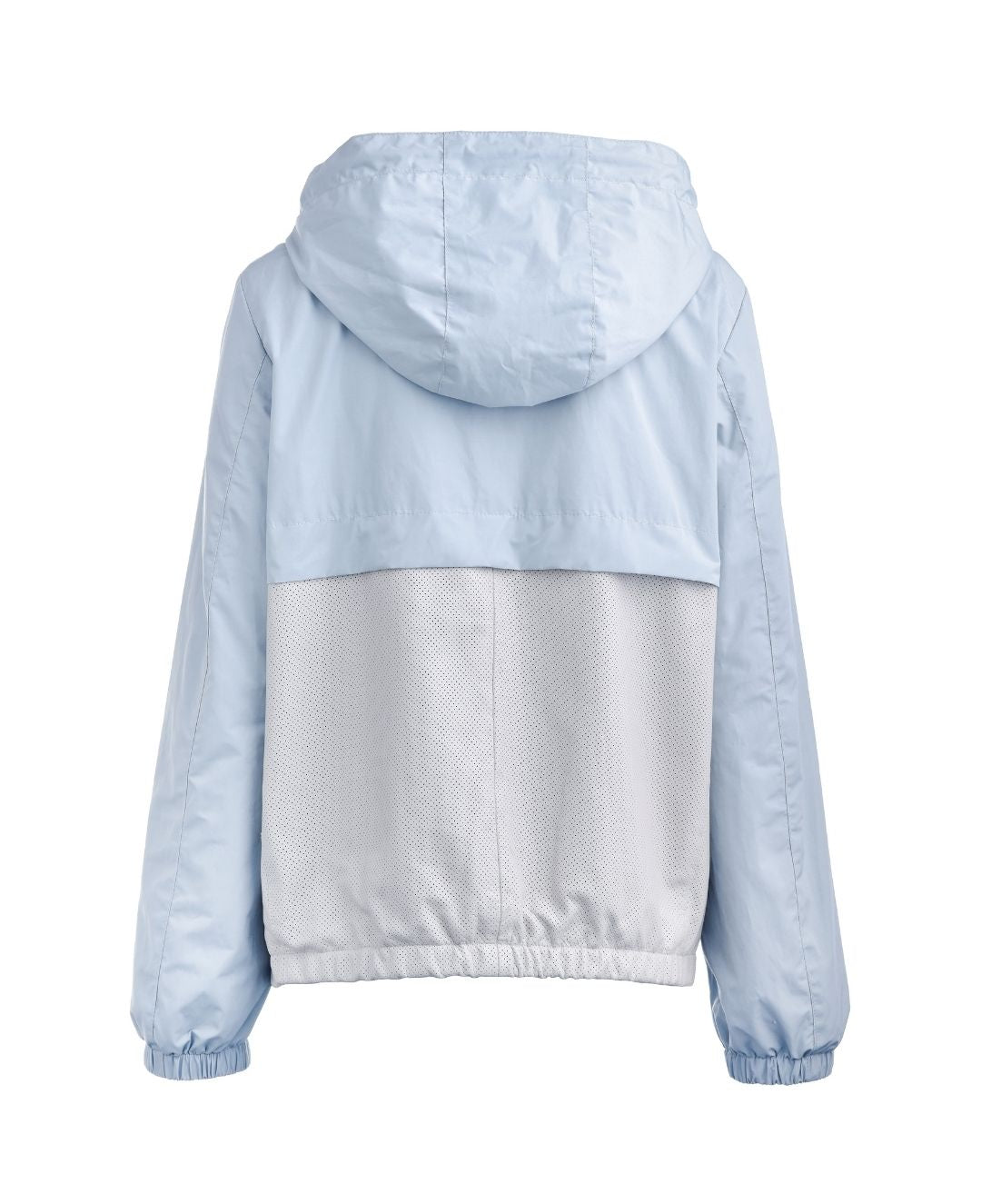 Chamarra de piel con gabardina azul